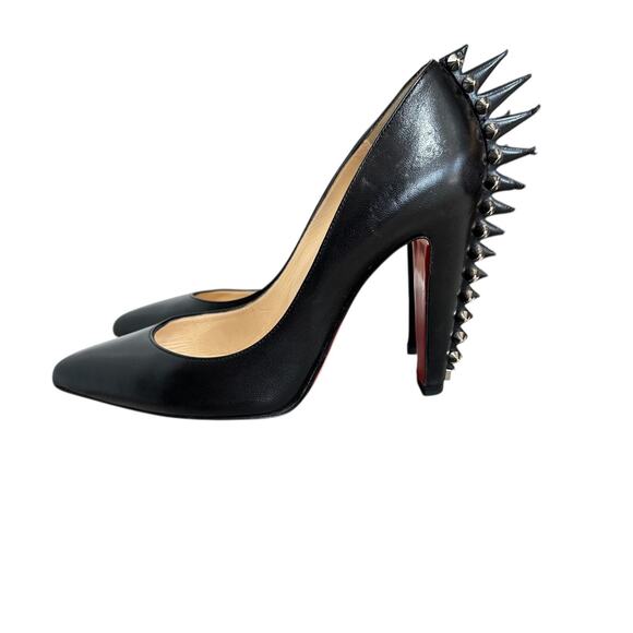 Christian Louboutin Electropump Black Nappa Leather Size 35 Pumps Red Bottoms - Picture 4 of 16